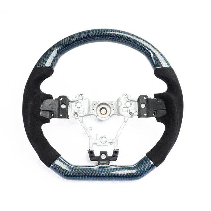 Molded Innovations Glitter Series Carbon Fiber Steering Wheel w/ Suede Grip, Black Stitching and Blue Glitter Carbon 2015 - 2021 WRX / 2015 - 2021 STI - SU152 - LE15 - G6A - B - Subimods.com