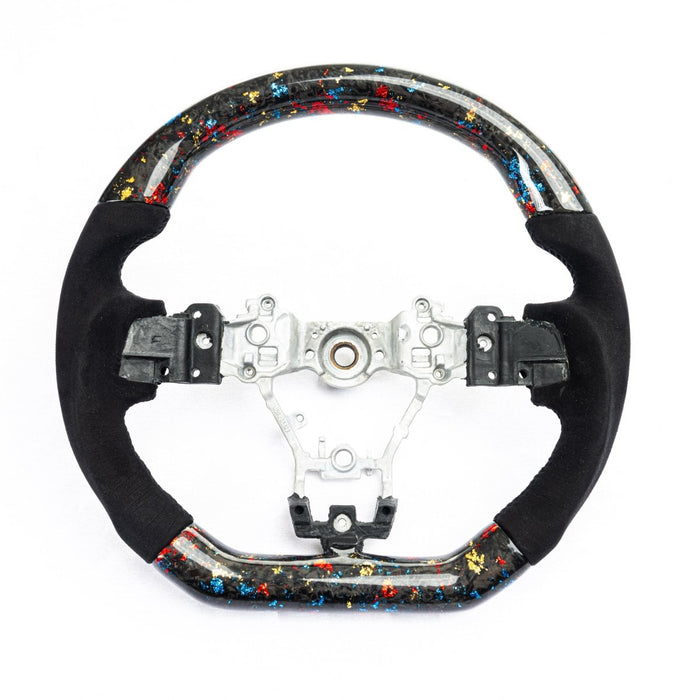 Molded Innovations Glitter Series Forged Carbon Fiber Steering Wheel w/ Suede Grip, Black Stitching and Tri Color Glitter Carbon 2015 - 2021 WRX / 2015 - 2021 STI - SU152 - LE15 - F3A - B - Subimods.com