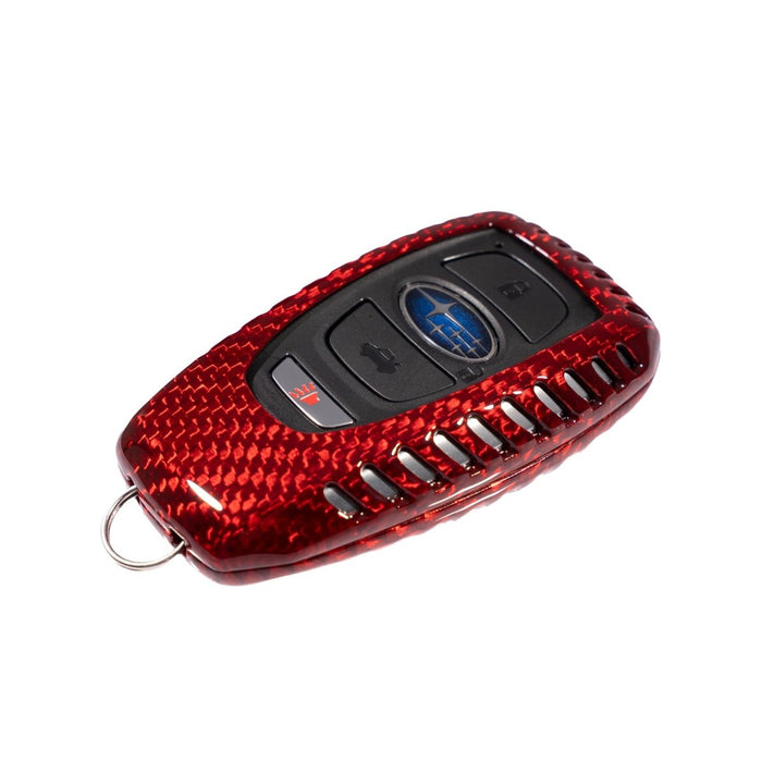 Molded Innovations Gloss Carbon Fiber Vented Key Fob Cover Red Most Subaru Models - MI-9123 - Subimods.com