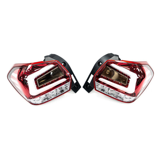 Molded Innovations LED Tail Lights Clear Lens w/ Red Base & White Bar 2013-2017 Crosstrek / 2012-2016 Impreza Hatch - MI-9233-CR - Subimods.com