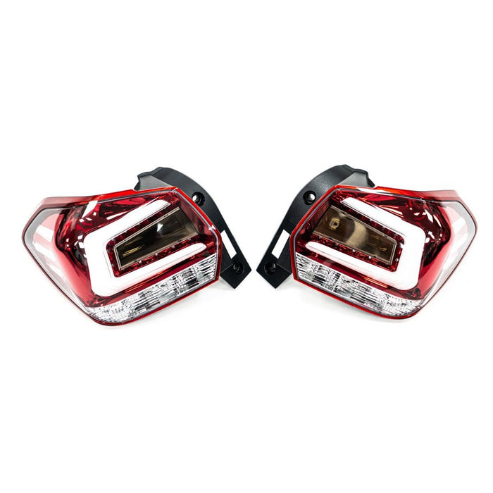 Molded Innovations LED Tail Lights Clear Lens w/ Red Base & White Bar 2013-2017 Crosstrek / 2012-2016 Impreza Hatch - MI-9233-CR - Subimods.com