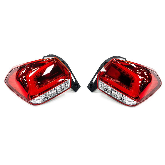 Molded Innovations LED Tail Lights Red Lens w/ Chrome Base & White Bar and 2013-2017 Crosstrek / 2012-2016 Impreza Hatch - MI-9233-RC - Subimods.com