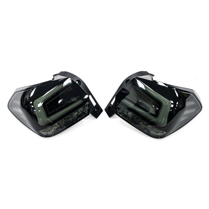 Molded Innovations LED Tail Lights Smoke Lens w/ Black Base & White Bar 2013-2017 Crosstrek / 2012-2016 Impreza Hatch - MI-9233-SB - Subimods.com