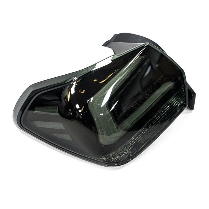 Molded Innovations LED Tail Lights Smoke Lens w/ Black Chrome Base & White Bar 2013-2017 Crosstrek / 2012-2016 Impreza Hatch - MI-9233-SG - Subimods.com