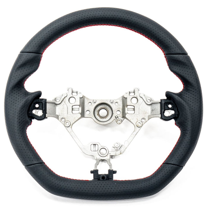 Molded Innovations OEM Plus Style Perforated Leather Steering Wheel w/ Red Double Stitch 2017 - 2024 BRZ / 2017 - 2021 GT86 / 2022 - 2024 GR86 - MIZD6 - WHL - L/RD - Subimods.com