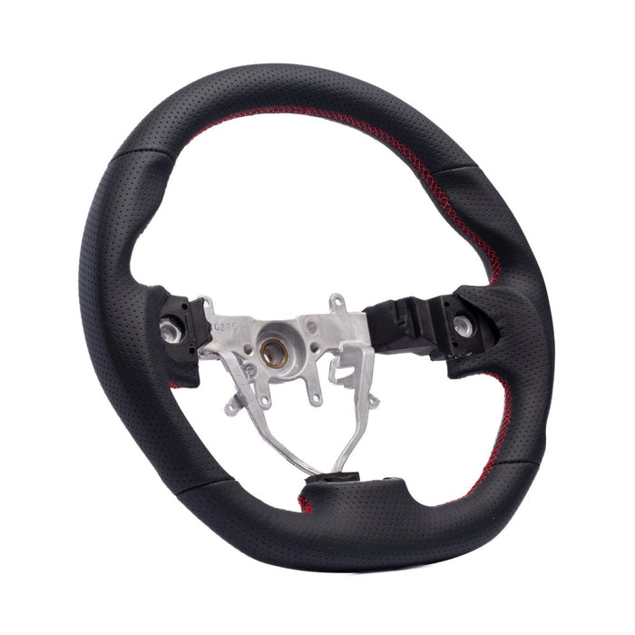 Molded Innovations OEM Plus Style Perforated Leather Steering Wheel w/ Red Stitching 2008-2014 WRX / 2008-2014 STI / 2009-2013 Forester / 2008-2011 Impreza / 2008-2009 Legacy / 2008-2009 Outback - MI08-WHL-L/RD - Subimods.com