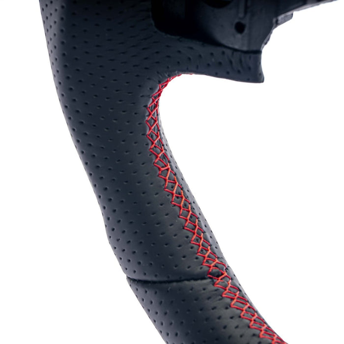 Molded Innovations OEM Plus Style Perforated Leather Steering Wheel w/ Red Stitching and Red Stripe 2008 - 2014 WRX / 2008 - 2014 STI / 2009 - 2013 Forester / 2008 - 2011 Impreza / 2008 - 2009 Legacy / 2008 - 2009 Outback - MI08-WHL-L/RD-R - Subimods.com