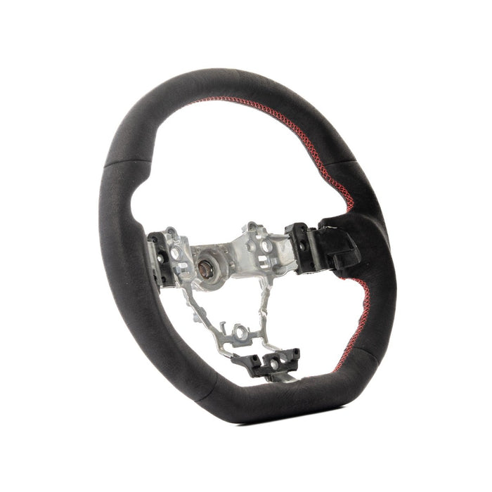 Molded Innovations OEM Plus Style Suede Steering Wheel w/ Red Double Stitch 15-21 WRX / 15-21 STI - MI15-WHL-A/RD - Subimods.com