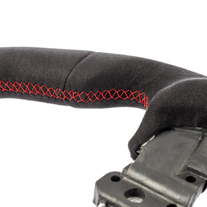 Molded Innovations OEM Plus Style Suede Steering Wheel w/ Red Double Stitch 15-21 WRX / 15-21 STI - MI15-WHL-A/RD - Subimods.com