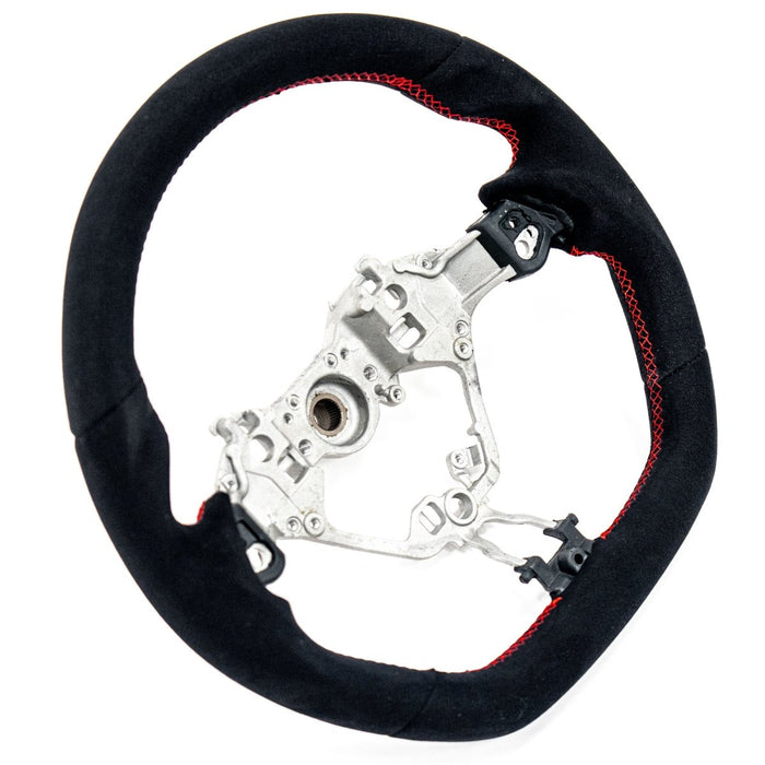 Molded Innovations OEM Plus Style Suede Steering Wheel w/ Red Double Stitch 2017 - 2024 BRZ / 2017 - 2021 GT86 / 2022 - 2024 GR86 - MIZD6 - WHL - A/RD - Subimods.com