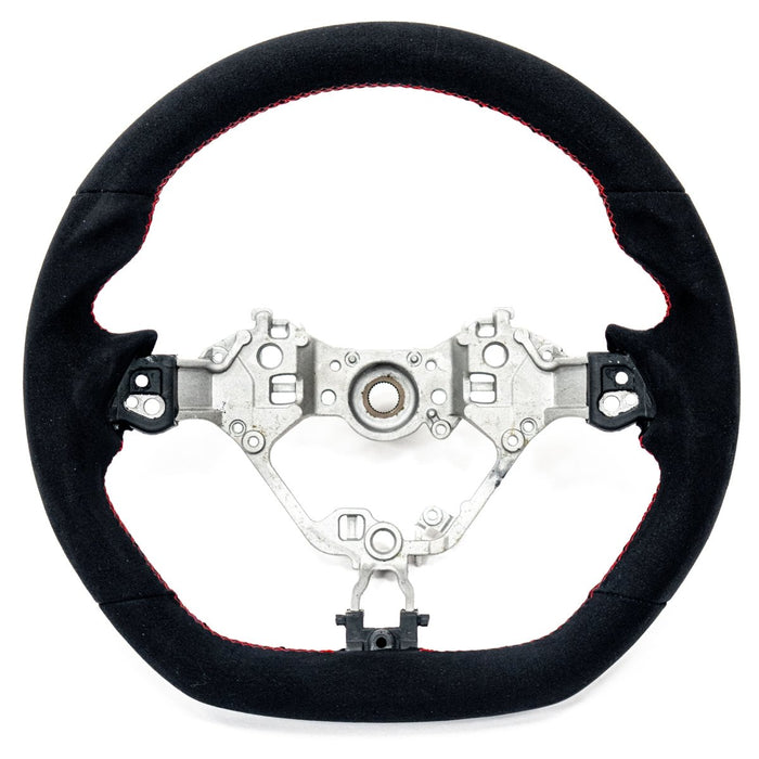 Molded Innovations OEM Plus Style Suede Steering Wheel w/ Red Double Stitch 2017 - 2024 BRZ / 2017 - 2021 GT86 / 2022 - 2024 GR86 - MIZD6 - WHL - A/RD - Subimods.com