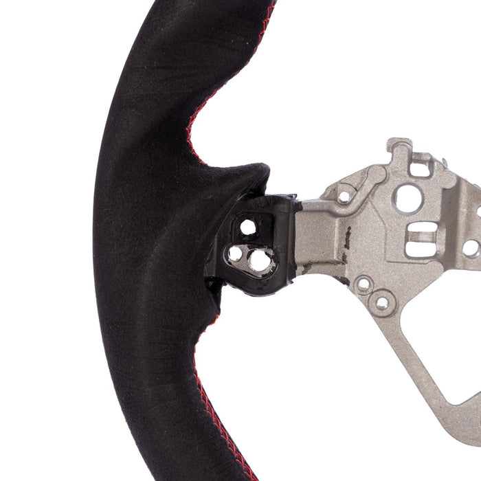 Molded Innovations OEM Plus Style Suede Steering Wheel w/ Red Double Stitch 2017-2026 BRZ / 2017-2021 GT86 / 2022-2026 GR86 - MIZD6-WHL-A/RD - Subimods.com
