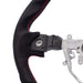 Molded Innovations OEM Plus Style Suede Steering Wheel w/ Red Double Stitch and Red Stripe 2008-2014 WRX / 2008-2014 STI / 2009-2013 Forester / 2008-2011 Impreza / 2008-2009 Legacy / 2008-2009 Outback - MI08-WHL-A/RD-R - Subimods.com