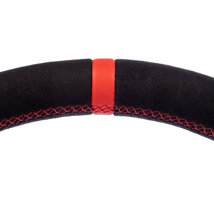 Molded Innovations OEM Plus Style Suede Steering Wheel w/ Red Double Stitch and Red Stripe 2017-2026 BRZ / 2017-2021 GT86 / 2022-2026 GR86 - MIZD6-WHL-A/RD-R - Subimods.com