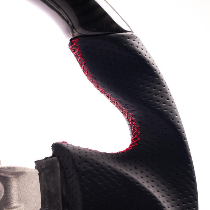 Molded Innovations Original Carbon Fiber Steering Wheel w/ Perforated Leather Grip, Red Stripe and Red Stitching 2013 - 2016 BRZ / 2013 - 2016 FRS - MIZC6-WHL-L/OC-R-R - Subimods.com