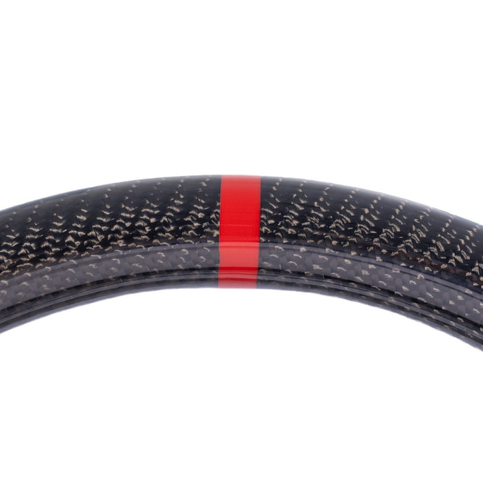 Molded Innovations Original Carbon Fiber Steering Wheel w/ Perforated Leather Grip, Red Stripe and Red Stitching 2017-2026 BRZ / 2017-2021 GT86 / 2022-2026 GR86 - MIZD6-WHL-L/OC-R-R - Subimods.com