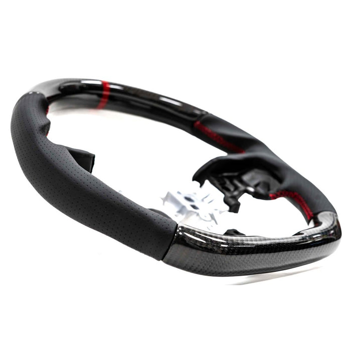 Molded Innovations Original Carbon Fiber Steering Wheel w/ Perforated Leather Grip, Red Stripe and Red Stitching 2022-2026 WRX