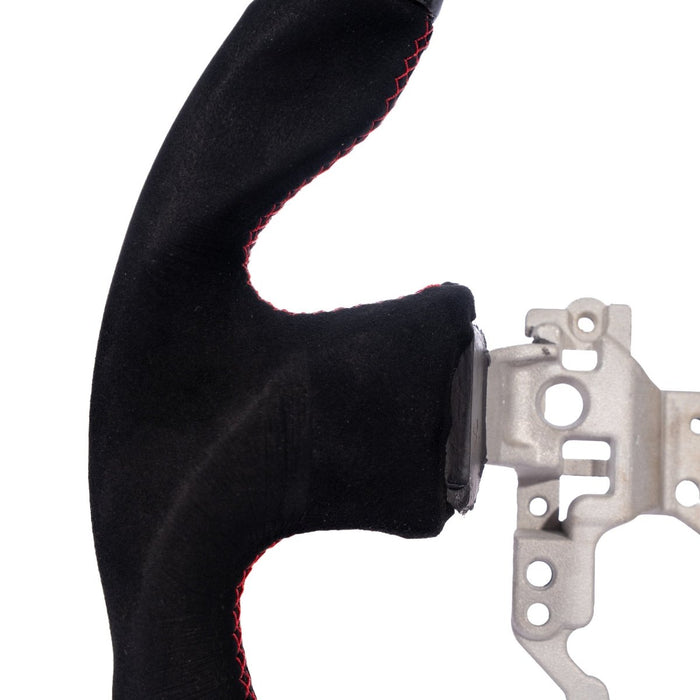 Molded Innovations Original Carbon Fiber Steering Wheel w/ Suede Grip, Red Stripe and Red Stitching 2013-2016 BRZ / 2013-2016 FRS - MIZC6-WHL-A/OC-R-R - Subimods.com