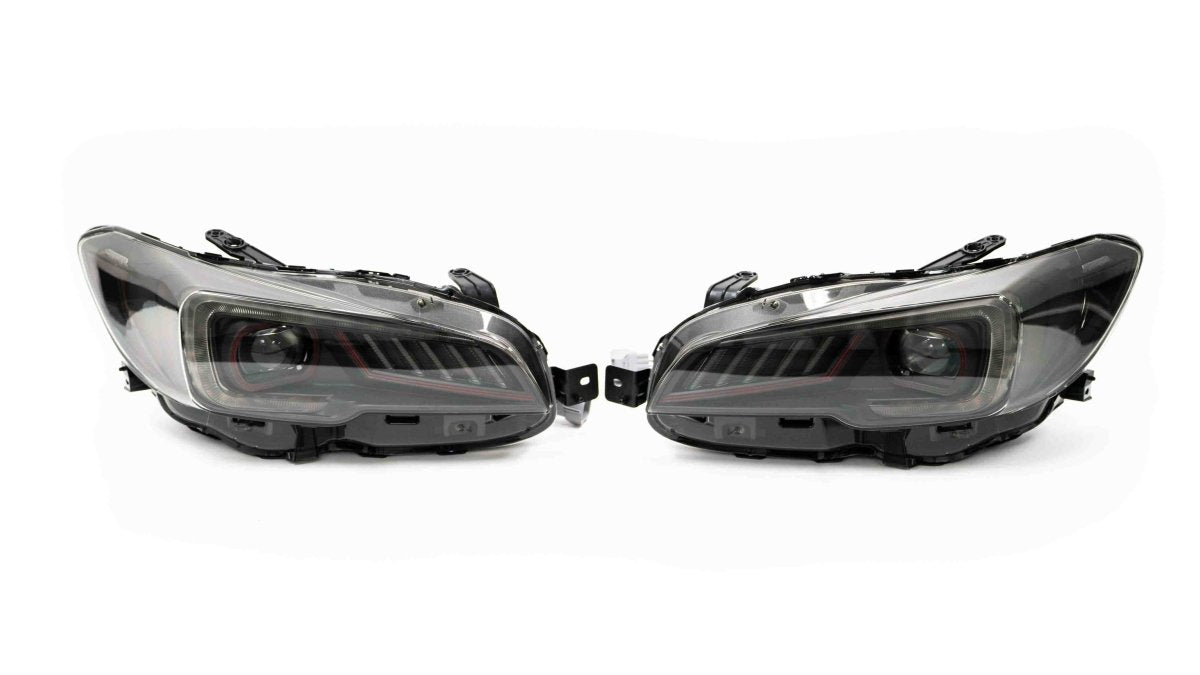 Molded Innovations Premium Series Sequential LED Headlights w/ Red Accent 2015 - 2017 WRX / 2015 - 2017 STI / 2018 - 2021 WRX Base & Premium - 520 - SB002AS01 - 01 - Subimods.com