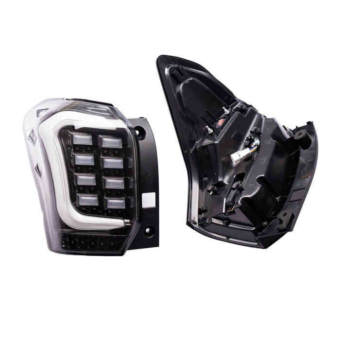 Molded Innovations Raijin Style LED Tail Lights Clear Lens w/ Black Carbon Fiber Base & White Bar 2014-2018 Forester - SU11-FOR12-BWF - Subimods.com