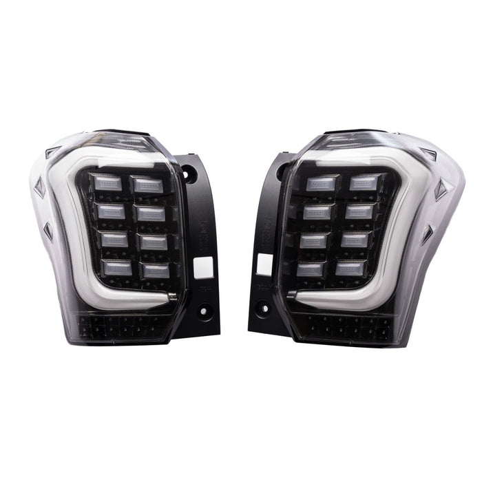 Molded Innovations Raijin Style LED Tail Lights Clear Lens w/ Black Carbon Fiber Base & White Bar 2014-2018 Forester - SU11-FOR12-BWF - Subimods.com