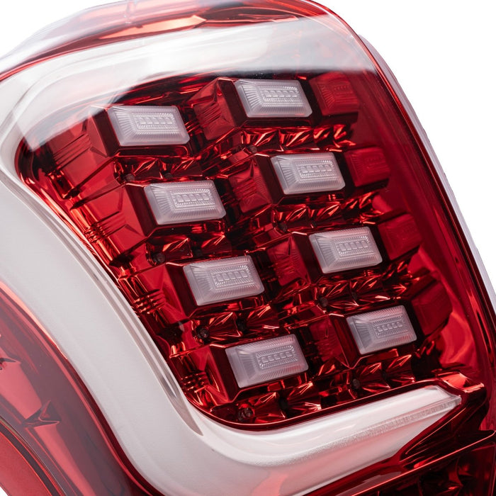Molded Innovations Raijin Style LED Tail Lights Clear Lens w/ Red Base & White Bar 2014-2018 Forester - SU11-FOR12-RWC - Subimods.com