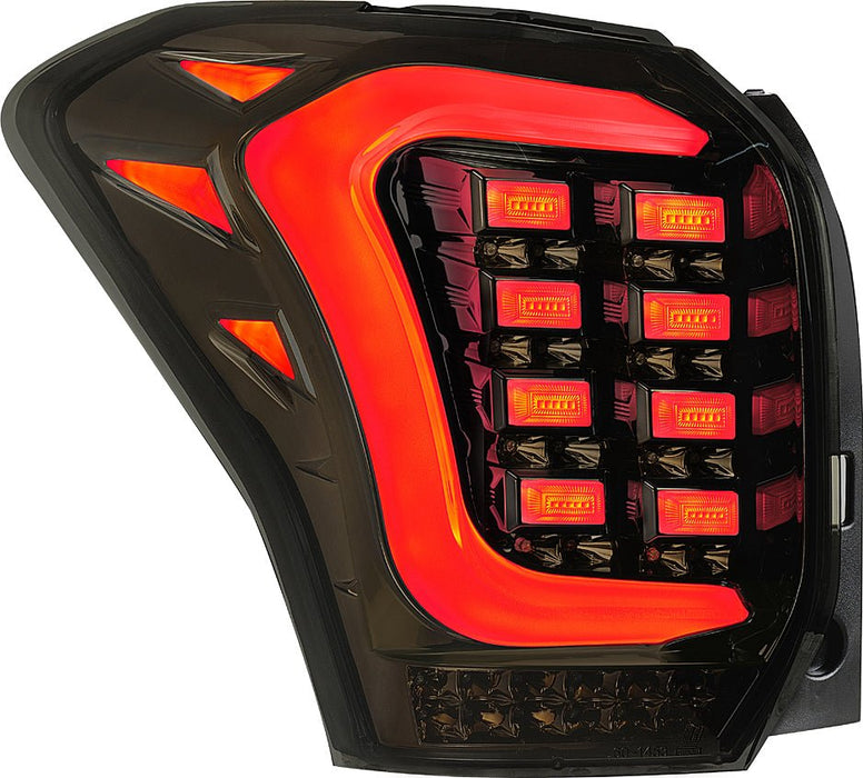 Molded Innovations Raijin Style LED Tail Lights Smoked Lens w/ Gold Base & White Bar 2014-2018 Forester - SU11-FOR12-GWS - Subimods.com