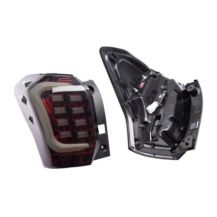 Molded Innovations Raijin Style LED Tail Lights Smoked Lens w/ Red Base & White Bar 2014-2018 Forester - SU11-FOR12-RWS - Subimods.com