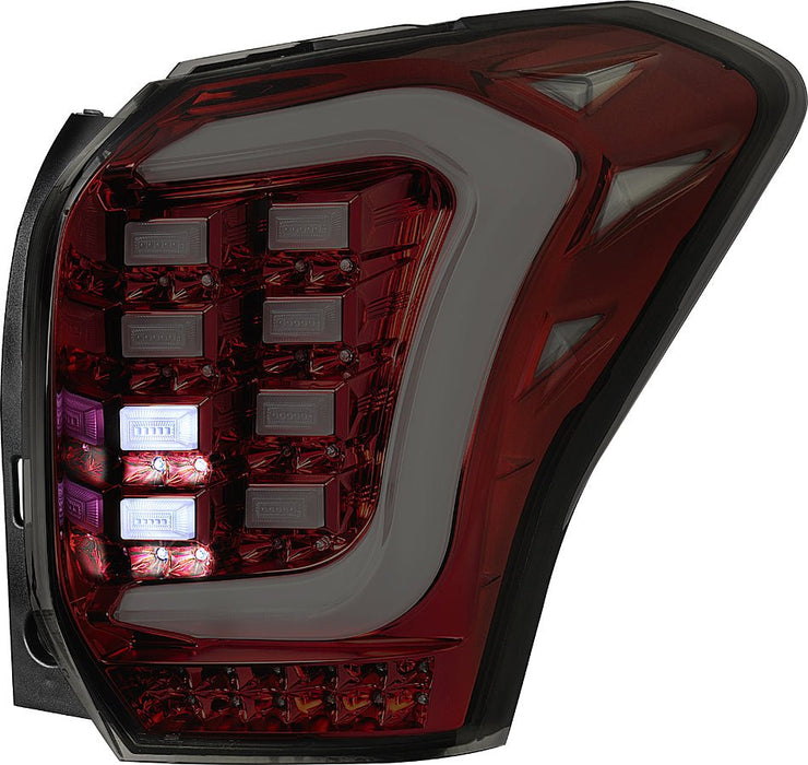 Molded Innovations Raijin Style LED Tail Lights Smoked Lens w/ Red Base & White Bar 2014-2018 Forester - SU11-FOR12-RWS - Subimods.com