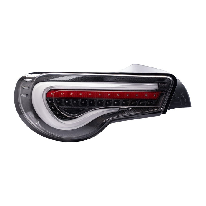 Molded Innovations Vector Style Sequential LED Tail Lights Carbon Fiber Lens w/ Black Base & White Bar 2013-2021 BRZ / FRS / GT86 - TY11-8612-BWF - Subimods.com