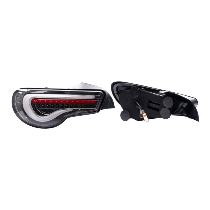 Molded Innovations Vector Style Sequential LED Tail Lights Carbon Fiber Lens w/ Black Base & White Bar 2013-2021 BRZ / FRS / GT86 - TY11-8612-BWF - Subimods.com