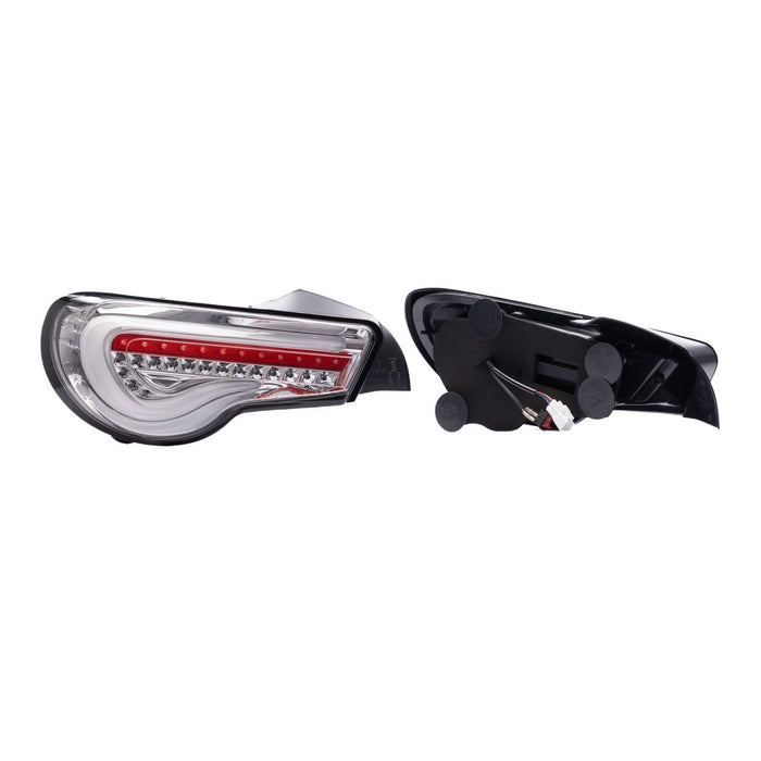 Molded Innovations Vector Style Sequential LED Tail Lights Clear Lens w/ Chrome Base & White Bar 2013-2021 BRZ / FRS / GT86 - TY11-8612-CWC - Subimods.com