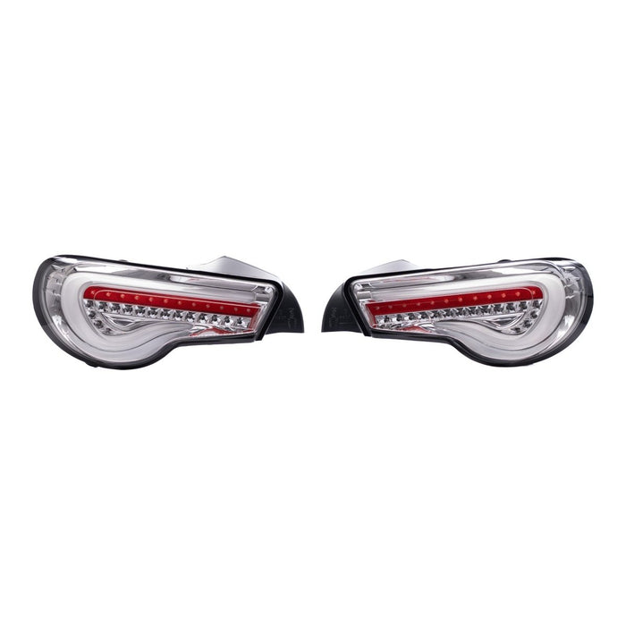 Molded Innovations Vector Style Sequential LED Tail Lights Clear Lens w/ Chrome Base & White Bar 2013-2021 BRZ / FRS / GT86 - TY11-8612-CWC - Subimods.com