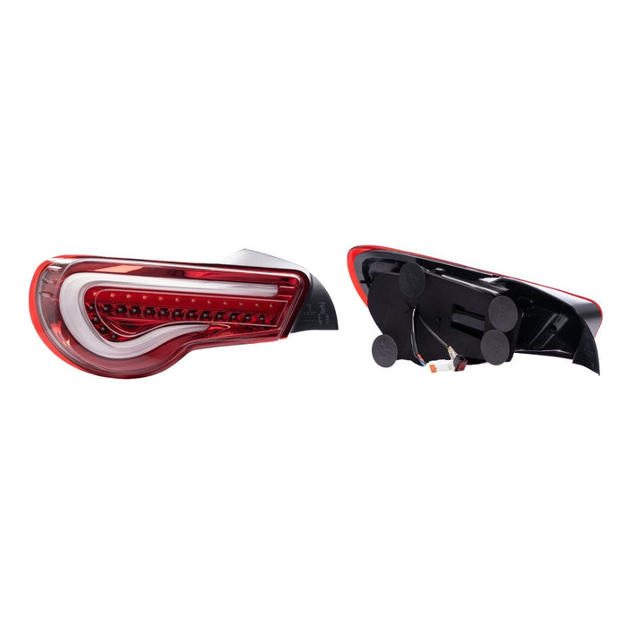 Molded Innovations Vector Style Sequential LED Tail Lights Clear Lens w/ Red Base & White Bar 2013-2021 BRZ / FRS / GT86 - TY11-8612-RWC - Subimods.com