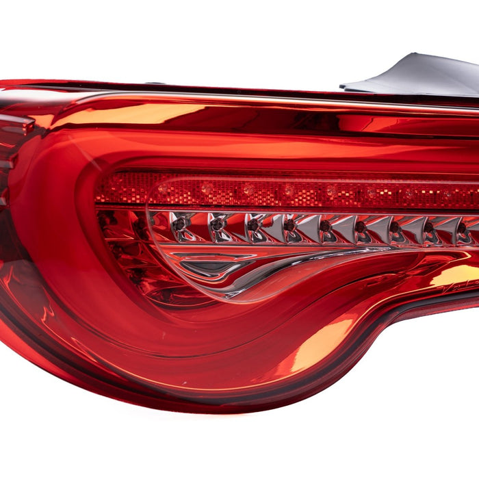 Molded Innovations Vector Style Sequential LED Tail Lights Red Lens w/ Chrome Base & White Bar 2013-2021 BRZ / FRS / GT86 - TY11-8612-CWR - Subimods.com