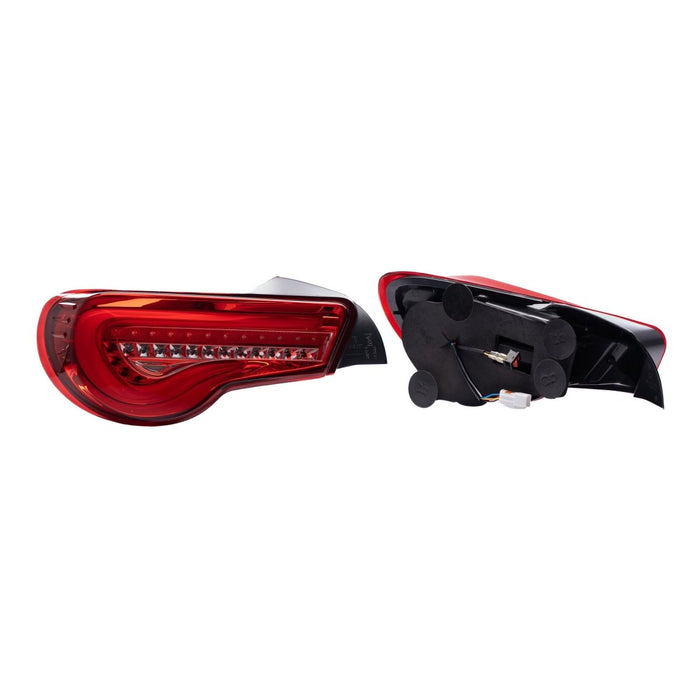Molded Innovations Vector Style Sequential LED Tail Lights Red Lens w/ Chrome Base & White Bar 2013-2021 BRZ / FRS / GT86 - TY11-8612-CWR - Subimods.com