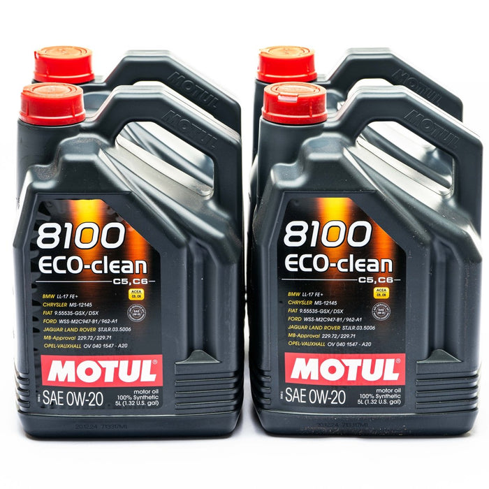 Motul 8100 0W - 20 Eco - clean Motor Oil Case (4x 5L Bottles) - 108862-4 - Subimods.com