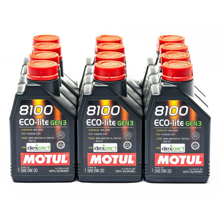 Motul 8100 0W - 20 Eco - lite GEN3 Motor Oil Case (12x 1L Bottles) - 111363-12 - Subimods.com