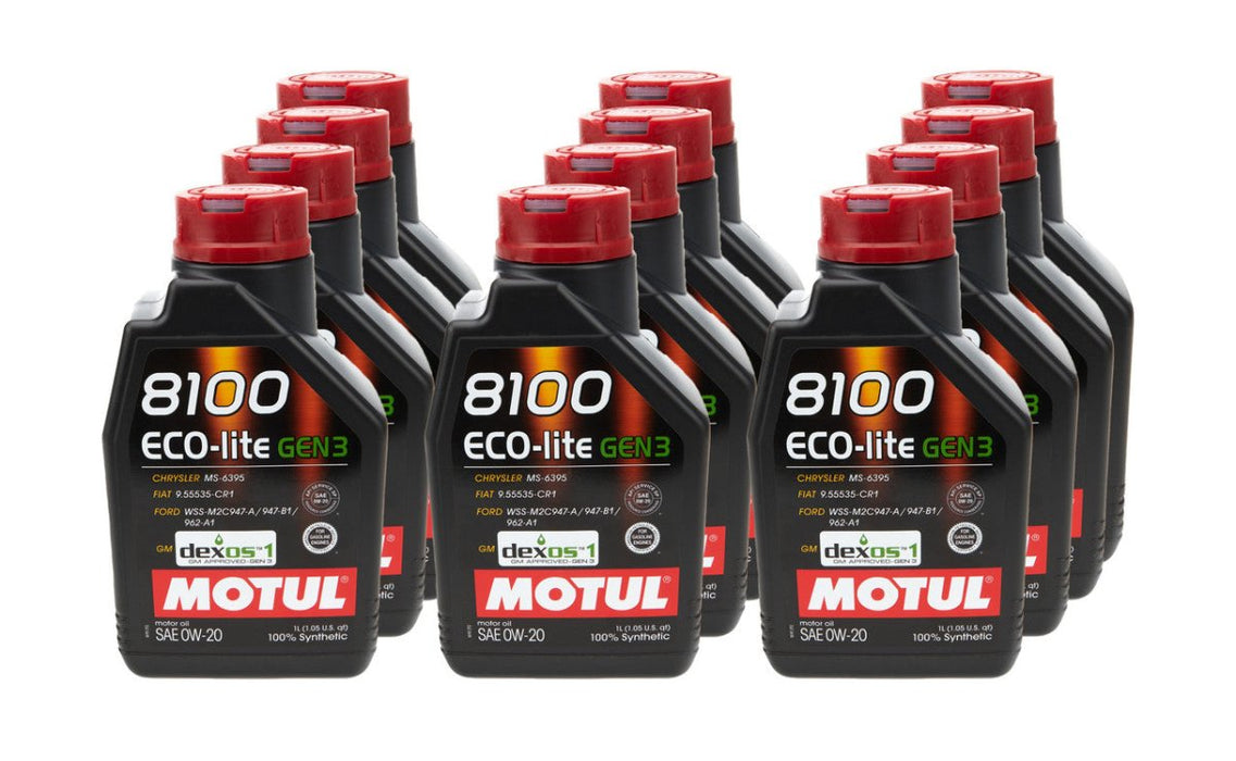 Motul 8100 0W-20 Eco-lite GEN3 Motor Oil Case (12x 1L Bottles) - 111363-12 - Subimods.com