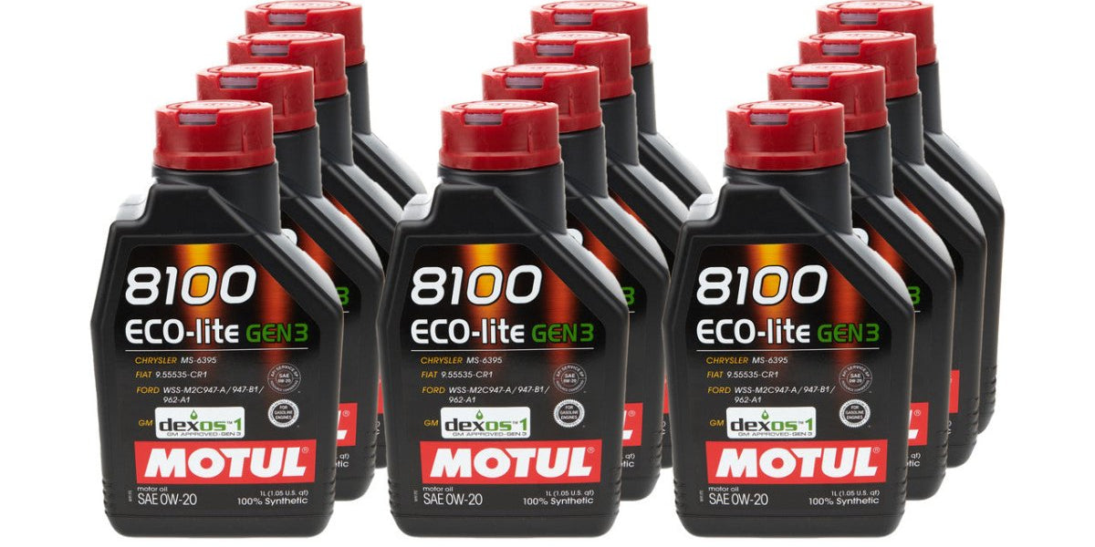 Motul 8100 0W20 Ecolite GEN3 Motor Oil Case (12x 1L Bottles