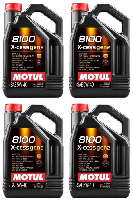 Motul 8100 5W-40 X-cess Gen 2 Motor Oil Case (4x 5L Bottles) - 110905-4 - Subimods.com