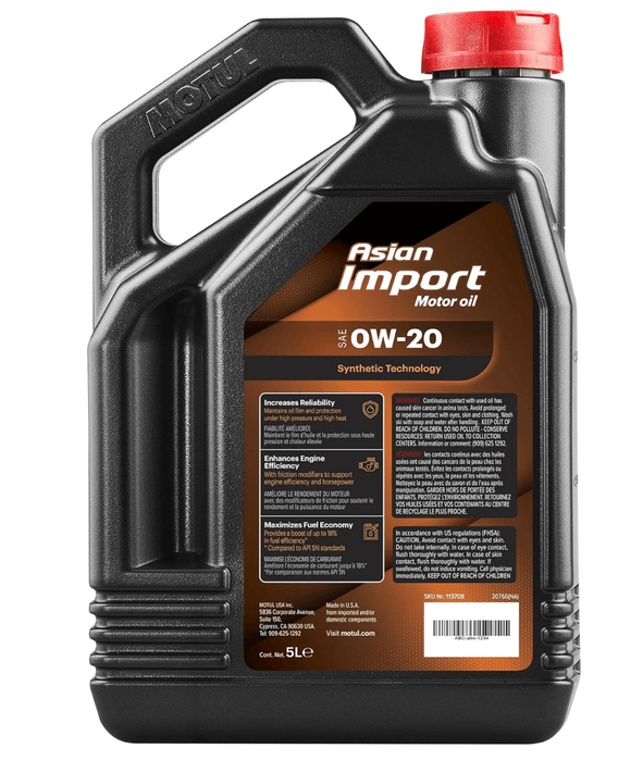 Motul Asian Import 0W - 20 Motor Oil 5L Bottle - 113708 - Subimods.com