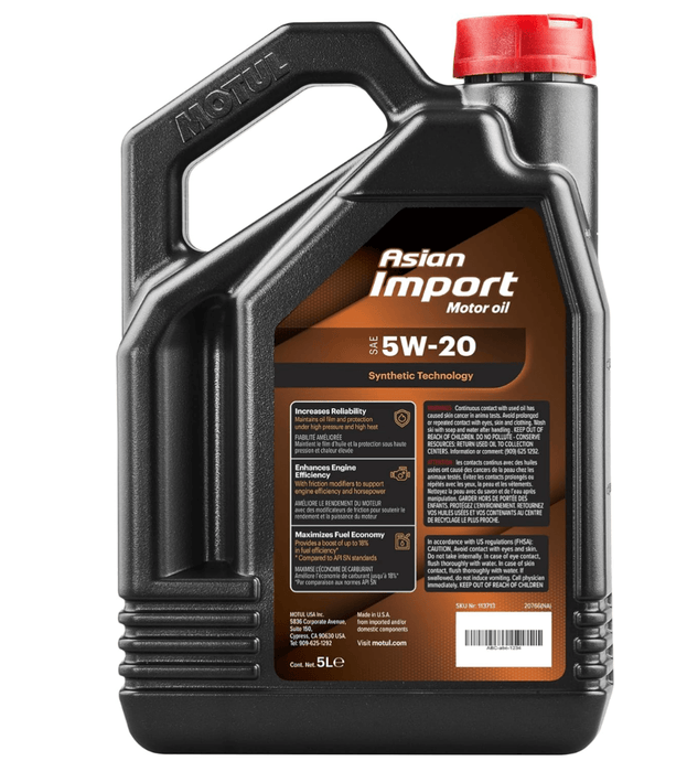 Motul Asian Import 5W - 20 Motor Oil 5L Bottle - 113713 - Subimods.com