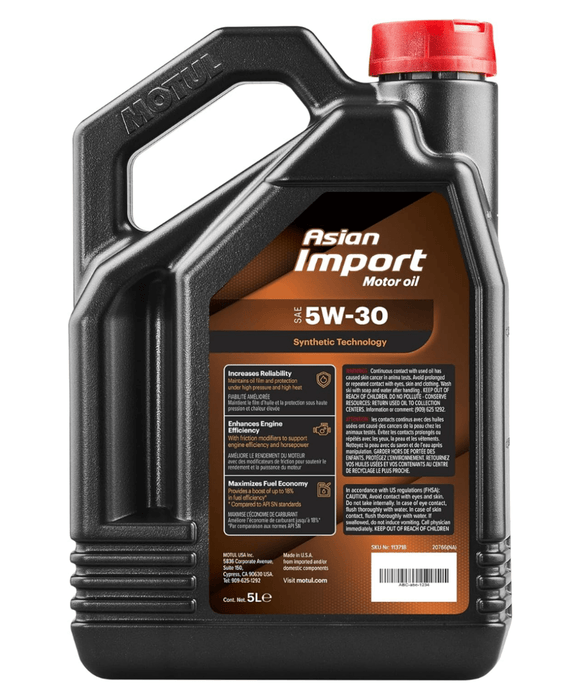 Motul Asian Import 5W - 30 Motor Oil 5L Bottle - 113718 - Subimods.com
