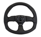 NRG Innovations 009 Series Flat Bottom Steering Wheel Smooth Leather w/ Black Center, Black Stitching and Perforated Leather Grip - RST - 009R - Subimods.com
