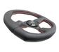 NRG Innovations 009 Series Flat Bottom Steering Wheel Smooth Leather w/ Black Center, Red Stitching and Perforated Leather Grip - RST - 009R - RS - Subimods.com