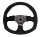 NRG Innovations 009 Series Flat Bottom Steering Wheel w/ Black Center, Black Stitching and Suede Grip - RST - 009S - Subimods.com