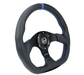 NRG Innovations 024 Series Flat Bottom Steering Wheel w/ Black Center, Blue Stitching, Blue Stripe and Black Leather Grip - RST - 024MB - R - BL - Subimods.com
