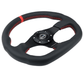 NRG Innovations 024 Series Flat Bottom Steering Wheel w/ Black Center, Red Stitching, Red Stripe and Black Leather Grip - RST - 024MB - R - RD - Subimods.com