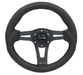 NRG Innovations 320MM Leather Steering Wheel w/ Black Center, Black Stitching, Carbon Center Spoke and Perforated Leather Grip - RST - 002RCF - Subimods.com